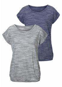 Beach Time BEACHTIME Damen Kurzarmshirt "mit Struktureffekt", blau, Basic, Gr. 36, meliert, Obermaterial: 85% Polyester, 15% Viskose, Shirts, aus pflegeleichter