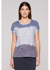 SOCCX Damen Rundhalsshirt, blau, casual, Gr. M, bedruckt, Material: Grundmaterial: 100% Polyester, Ausbrenner: 100% Viskose, Shirts, mit