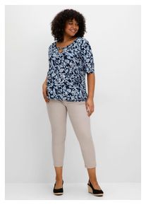 sheego Damen 7/8-Hose "Große Größen", beige, casual, Gr. 50, unifarben, Obermaterial: 98% Baumwolle, 2% Elasthan, Hosen, im Curvy-Schnitt SUSANNE