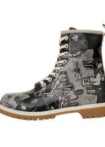 DOGO Damen Schnürboots "Boots Supper Blackwhite Damen Boots / Female", Gr. 37, schwarz, Lederimitat, Schuhe, Vegan