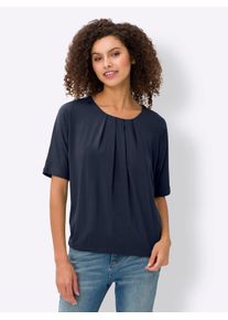 Heine Damen Kurzarmshirt "Shirt", blau, Gr. 44, unifarben, 95% Viskose, 5% Elasthan, Shirts