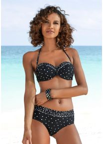 Lascana Damen Bikini-Hose "Leona", schwarz-weiß, Gr. 36, bedruckt, gepunktet, Recycling-Polyamid, Badehosen, mit Pünktchenprint