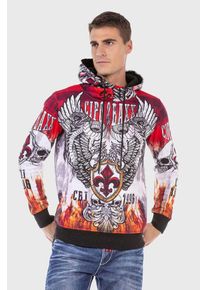 Cipo & Baxx CIPO & BAXX Herren Kapuzenpullover "Sweatshirts", rot, casual, Gr. S, bedruckt, 50% Baumwolle;50% Polyester, Pullover, mit coolem Print