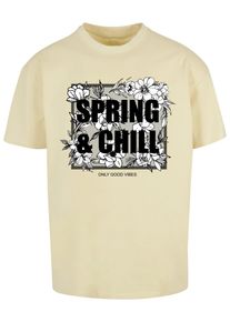 Merchcode Herren T-Shirt "Merchcode Herren Spring And Chill Heavy Oversized Tee", gelb, casual, Gr. L, bedruckt, 100% Baumwolle, Shirts