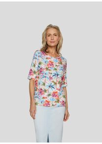 Rabe Damen Rundhalsshirt, orange, casual, Gr. 40, Web, Obermaterial: 95% Viskose, 5% Elasthan, Shirts, mit floralem Muster