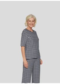 Rabe Damen Rundhalsshirt, blau, casual, Gr. 44, gestreift, Web, Obermaterial: 58% Viskose, 36% Polyester, 6% Elasthan, Shirts, im Streifen-Look und
