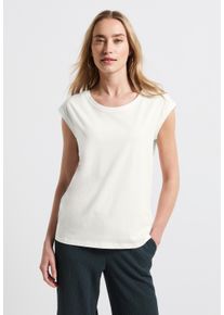 Street One Damen T-Shirt, weiß, casual, Gr. 46, unifarben, Web, 100% Baumwolle, Shirts, aus reiner Baumwolle
