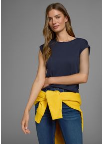 Boysen's BOYSEN'S Damen T-Shirt, blau, Basic, Gr. 32, unifarben, clean, Jersey, Obermaterial: 50% Baumwolle, 50% Polyester, Shirts, Kurzarm, unifarben,