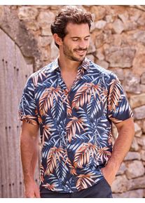 Lerros Herren Kurzarmhemd "Lerros Hawaiihemd, floral gemustert", blau, Gr. L, 100% Baumwolle, Hemden