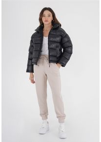 FRESHLIONS Damen Steppjacke "Tara", schwarz, casual, Gr. XL, unifarben, kariert, 100% Polyester, Jacken, mit Stehkragen