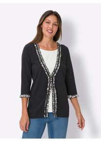 Classic Basics Damen 2-in-1-Shirt "2-in-1-Shirt", schwarz-weiß, Gr. 56, unifarben, 100% Baumwolle, Shirts