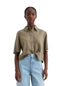 Marc O'Polo Damen Kurzarmbluse "aus TENCEL Lyocell", grün, Gr. XL, MARC O'POLO DENIM, unifarben, Obermaterial: 100% Lyocell, Blusen