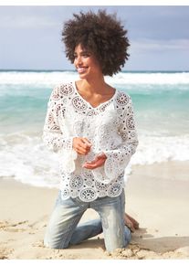 Heine Damen Spitzenshirt "Shirt", beige, Gr. 48, unifarben, 100% Baumwolle, Shirts