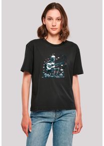 F4NT4STIC Damen T-Shirt "Skelett spielt Gitarre, Musik, Liebe", schwarz, casual, Gr. S, Obermaterial: 100% Baumwolle, Shirts, Premium Qualität
