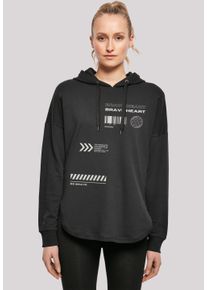 F4NT4STIC Damen Kapuzenpullover "Brave Heart OVERSIZE HOODIE", schwarz, casual, Gr. S, Obermaterial: 100% Baumwolle, Pullover, Print