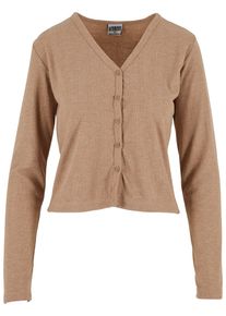 Urban Classics Damen Strickjacke "Urban Classics Ladies Rib Cardigan", beige, Gr. XS, unifarben, 80% Polyester, 20% Viskose, Strickjacken