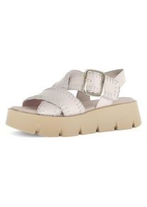 Gabor Damen Sandalette, Gr. 35, beige, Kalbsleder, unifarben, modisch, Schuhe, Plateau, Sandale, Sommerschuh mit Klett unter der Zierschnalle