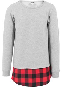 Urban Classics Herren Rundhalspullover "Urban Classics Herren Long Flanell Bottom Open Edge Crewneck", bunt, casual, Gr. L, 100% Baumwolle, Pullover
