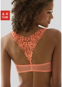 Lascana Damen Push-up-BH, Gr. 75, orange, Spitze, Obermaterial: 60% Polyamid, 35% Polyester, 5% Elasthan, feminin, BHs, mit hübschem Stickereimotiv