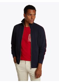 Tommy Hilfiger Herren Sweatjacke "GLOBAL STRIPE STAND COLLAR", blau, casual, Gr. XXL, Sweatware, Obermaterial: 100% Baumwolle, Sweatjacken, mit