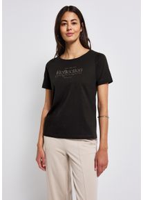 Street One Damen T-Shirt, schwarz, casual, Gr. 44, bedruckt, Web, 100% Baumwolle, Shirts, aus reiner Baumwolle