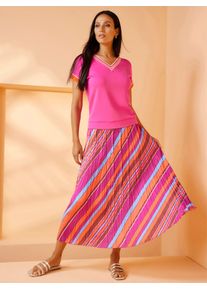 Heine Damen V-Shirt "Shirt", bunt, Gr. 38, unifarben, gemustert, 50% Modal, 44% Polyester, 6% Elasthan, Shirts