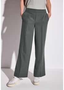 Street One Damen Anzughosewither grün, casual, Gr. 42, unifarben, Stoff, 88% Polyester, 12% Elasthan, Hosen, mit Elastikbund