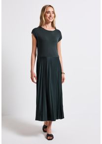 Street One Damen Midikleidpine grove grün, casual, Gr. 46, unifarben, Web, Oberteil: 48% Baumwolle, 47% Modal, 5% Elasthan; Rock: 95% Polyester, 5%