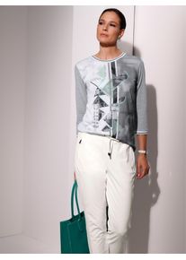 CRÉATION L CREATION L Damen Kurzarmshirt "Shirt", grau, Gr. 36, unifarben, gemustert, 50% Baumwolle, 50% Modal, Rückenteil und Ärmel:30% Baumwolle, 70%