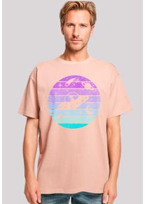F4NT4STIC Herren T-Shirt "Retro Alien Weltraum Sonnenuntergang", gelb, casual, Gr. M, Obermaterial: 100% Baumwolle, Shirts, Premium Qualität