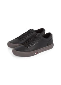 Tommy Hilfiger Herren Sneaker "TH HI VULC STREET LTH PATCH", Gr. 44, schwarz, Leder, Textil, sportlich, Schuhe, Freizeitschuh, Halbschuh, Schnürschuh