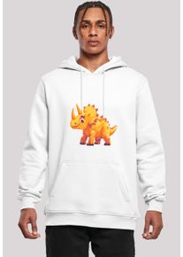 F4NT4STIC Herren Kapuzenpullover "Süßer Triceratops Dinosaurier", weiß, casual, Gr. L, Obermaterial: 65% Baumwolle, 35% Polyester, Pullover, Premium