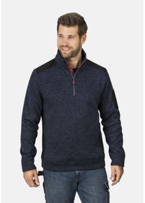 Herren Sweatjacke "Knitted Workwear Arbeits-Fleece-Strickshirt Troyer"navy heavy melange, casual, Gr. L, HERO by John Medoox, angeraute Sweatware,