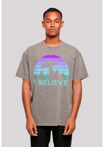 F4NT4STIC Herren T-Shirt "I BELIEVE UFO Alien Raumschiff Retro", grau, casual, Gr. M, Obermaterial: 100% Baumwolle, Shirts, Premium Qualität