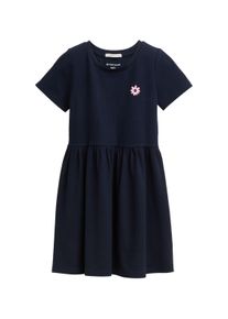 Tom Tailor Mädchen Minikleid, blau, casual, Gr. 128, Strukturmuster, Rippware, Obermaterial: 93% Viskose, 7% Elasthan, Kleider, mit Rippstruktur