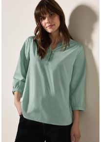 Cecil Damen Klassische Blusematcha grün, casual, Gr. L, unifarben, Web, Obermaterial: 100% Baumwolle, Blusen, mit Smock-Detail