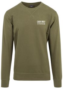 MisterTee Herren Rundhalspullover "MisterTee Herren Cash Only Crewneck", grün, casual, Gr. M, unifarben, 60% Baumwolle, 40% Polyester, Pullover
