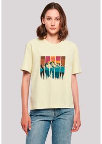 F4NT4STIC Damen T-Shirt "Berg Sonnenuntergang Retro", gelb, casual, Gr. M, Obermaterial: 100% Baumwolle, Shirts, Premium Qualität