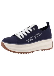 Tom Tailor Damen Plateausneaker, Gr. 39, blau, Textil, kontrastfarbene Details, sportlich, Schuhe, Freizeitschuh, Halbschuh, Schnürschuh mit