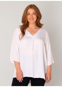 Damen Shirtbluse "Yanina", weiß, casual, Gr. 54, Base Level Curvy, unifarben, Web, Obermaterial: 100% Viskose, Blusen, mit V-Ausschnitt