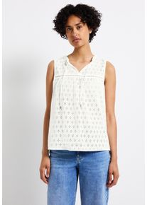 Street One Damen Blusentop, weiß, casual, Gr. 44, unifarben, Web, 100% Baumwolle, Blusen, mit Raffung