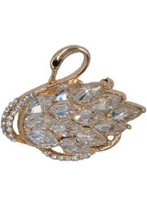 Firetti Damen Brosche "Schmuck Geschenk Ansteckschmuck Schwan", gold, Metall, Broschen, mit Glasstein