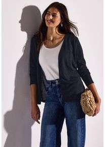 Street One Damen Shirtjacke "NETTE", blau, casual, Gr. 42, unifarben, Jersey, Obermaterial: 60% Viskose, 40% Polyester, Shirts, im Strick Look