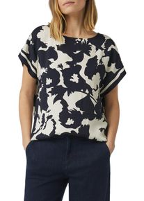 comma, COMMA Damen Kurzarmbluseblau beige, casual, Gr. 36, bedruckt, Obermaterial: 100% Viskose, Blusen, mit All-Over Print