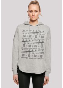 F4NT4STIC Damen Kapuzenpullover "Scandinavian Muster Weihnachten", grau, casual, Gr. S, Obermaterial: 100% Baumwolle, Pullover, Print