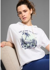 Kangaroos Damen Kapuzenshirt, weiß, casual, Gr. 56, bedruckt, unifarben, Single Jersey, Crash, Obermaterial: 100% Baumwolle, Shirts, lässig