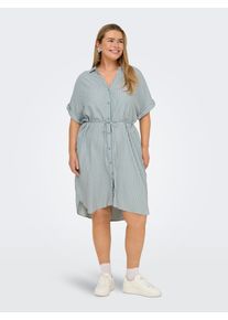 Only CARMAKOMA Damen Sommerkleid "CARPENNA S/S LOOSE KNEE DRESS AOP"abyss stripes:hellweiß, modisch, Gr. 50, gestreift, Web, Obermaterial: 100%