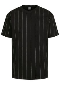 Urban Classics Herren T-Shirt "Urban Classics Herren Oversized Pinstripe Tee", schwarz, casual, Gr. L, gestreift, 100% Baumwolle, Shirts