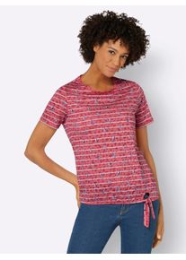 Casual Looks Damen Kurzarmshirt "Shirt", rot, Gr. 40, gemustert, mehrfarbig, gestreift, 65% Polyester, 35% Viskose, Shirts