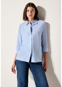 Cecil Damen Hemdbluse, blau, casual, Gr. L, unifarben, Web, 100% Baumwolle, Blusen, mit 3/4 Ärmeln